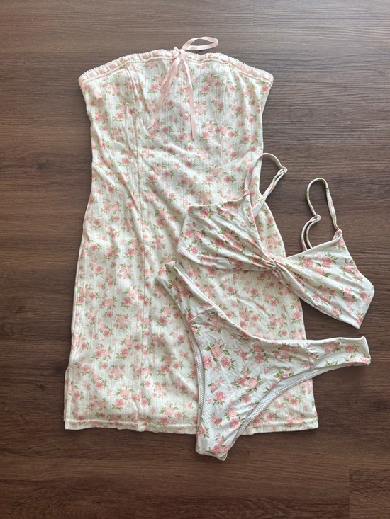 Blackbough Other - Blackbough Pink Floral Pointelle Dress and Bikini Set